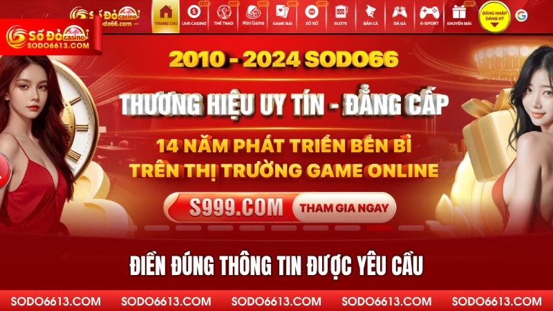 Điền đúng thông tin được yêu cầu