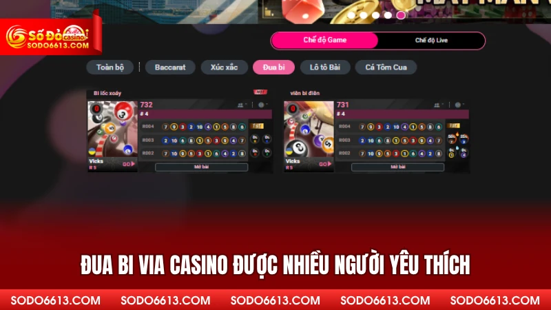 Đua bi Via Casino sodo66 - Trò Chơi Mới Thách Thức Vận May